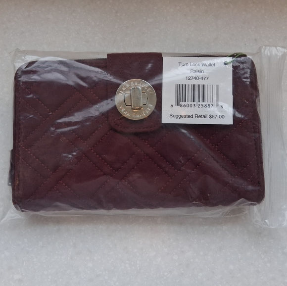Vera Bradley Quilted Turn Lock Wallet in Burgundy - Raisin Color - Picture 7 of 7